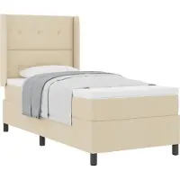 Syfax Letto a molle con materasso Crema 200 x 100 cm Tessuto