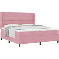 Syfax Letto a molle con materasso Rosa 200 x 180 cm Velluto