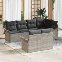 Prolenta Maison Exclusive - Set Divano da Giardino 7 pcs Grigio chiaro Poly Rattan