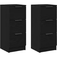 Syfax Credenza 2 pcs Rovere Nero 30 x 30 x 70 cm Legno multistrato