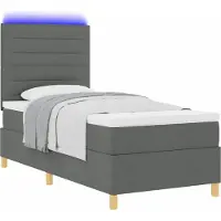 Syfax Letto a Sorgente LED Grigio scuro 100 x 200 cm Tessuto
