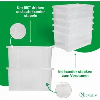 Novaliv Contenitore con coperchio 27L antracite Contenitore in plastica impilabile con chiusura a clip Eurobox Contenitore in plastica senza BPA 46,5x36,5x24 cm