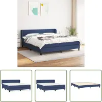 The Living Store Letto a molle con materasso blu 180x200 cm in tessuto