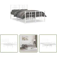 The Living Store Struttura letto con testiera e pediera in metallo bianco 120x200 cm