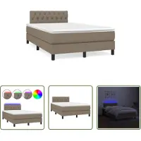 The Living Store Letto a molle insacchettate con materasso e tessuto LED Taupe 120x190 cm