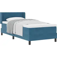 Syfax Letto a molle con testiera Blu Scuro 190 x 90 cm Velluto