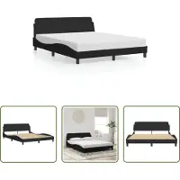 The Living Store Struttura letto con testiera nera 160x200 cm in velluto