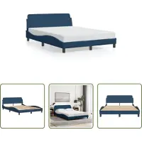 The Living Store Struttura letto con testiera blu 140x190 cm in tessuto
