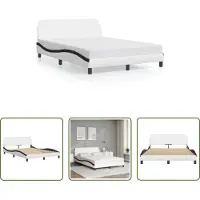 The Living Store Struttura letto con testiera bianca e nera 120x200 cm in ecopelle