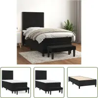 The Living Store Letto a molle con materasso nero 90x200 cm in velluto