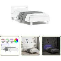 The Living Store Struttura letto con testiera e luci LED bianche 90x190 cm
