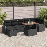 Prolenta Maison Exclusive - Set da giardino composto da 8 pezzi, divano in rattan sintetico nero