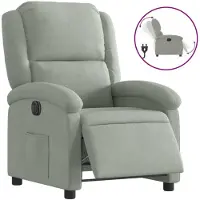 Syfax Poltrona Elettrica Reclinabile Grigio Chiaro in Vera Pelle