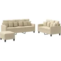 Syfax Set di Divani 3 pz con Cuscini Crema in Tessuto