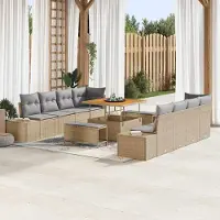 Prolenta Maison Exclusive - Set di divani da giardino, 11 pezzi, color beige, in rattan sintetico