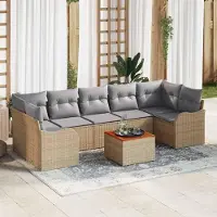 Prolenta Maison Exclusive - Set Divano da Giardino 8 pcs Beige e Grigio Chiaro polyrattan