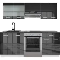 Vicco Unità di cucina R-Line Antracite lucido/bianco 200 cm senza piano di lavoro, Model 50083