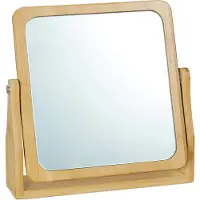 Dripio Specchio da trucco rotante a 360°, in bambù, dimensioni 27x26,5x7 cm, colore naturale