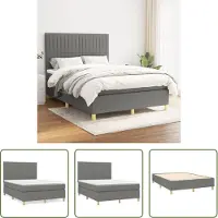 The Living Store Letto a molle con materasso grigio scuro 140x190 cm in tessuto
