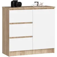 Akord Comò K80 JERRY in rovere sonoma e bianco con spazio di archiviazione e design moderno