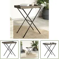 The Living Store Tavolino pieghevole grigio 65x40x75 cm Poly Rattan
