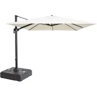 Oviala Ombrellone Alu 3x3 360° inclinabile + base 100L su ruote Bianco - Malaga