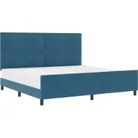 Syfax Letto a molle con testiera Blu Scuro 200 x 200 cm Velluto