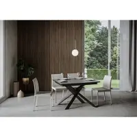 Itamoby - Tavolo allungabile 120/180x90 cm Ganty antracite spatolato - bordo antracite telaio e gambe antracite