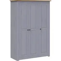 Syfax Armadio a 3 Ante Grigio 118x50x171,5cm in Pino Panama Range