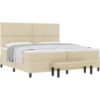 Syfax Letto a molle con testiera Crema 200 x 200 cm Tessuto