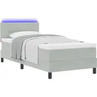Syfax Letto a Sorgente LED con led Grigio chiaro 100 x 200 cm Velluto