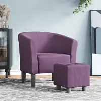 Prolenta Maison Exclusive - Poltrona con poggiapiedi, rivestita in tessuto color lilla