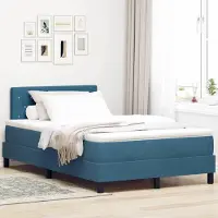 Prolenta Maison Exclusive - Letto boxspring con materasso blu scuro 120 x 200 cm in velluto