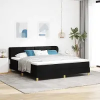 Prolenta Maison Exclusive - Letto boxspring con testiera nera 180 x 200 cm in tessuto
