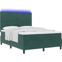 Syfax Letto a Sorgente LED Verde Scuro 140 x 190 cm Velluto