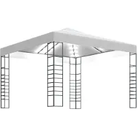 Syfax Gazebo da Giardino con Luci a Stringa LED 3x3 m Bianco