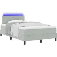 Syfax Letto a Sorgente LED con led Grigio chiaro 120 x 190 cm Velluto