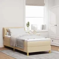 Prolenta Maison Exclusive - Letto boxspring con materasso e testiera Crema 90 x 190 cm Tessuto
