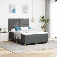 Prolenta Maison Exclusive - Letto boxspring con testiera grigio scuro 140 x 190 cm in tessuto