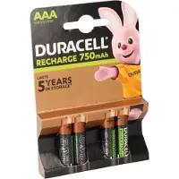Duracell AAA 4pcs Batteria ricaricabile Mini Stilo AAA Nichel Metallo Idruro NiMH