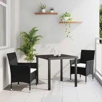 Prolenta Maison Exclusive - Set da pranzo per esterno, 3 pezzi, in rattan sintetico nero