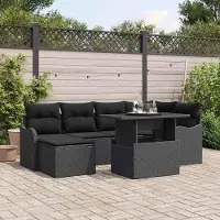 Prolenta Maison Exclusive - Set da giardino composto da 7 pezzi. Colore: nero. Materiale: rattan sintetico