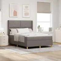Prolenta Maison Exclusive - Letto boxspring con testiera color taupe 140 x 200 cm in tessuto