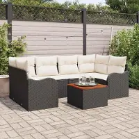 Prolenta Maison Exclusive - Set da giardino composto da 7 pezzi. Divano e poltrone in rattan sintetico nero e crema