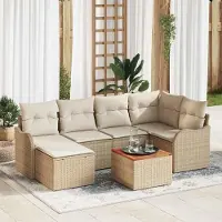 Prolenta Maison Exclusive - Set da giardino composto da 7 pezzi. Divano e poltrone in rattan sintetico beige e crema