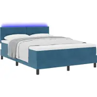 Syfax Letto a Sorgente LED con led Blu Scuro 140 x 190 cm Velluto