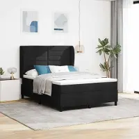 Prolenta Maison Exclusive - Letto boxspring con materasso nero 140 x 190 cm Tessuto