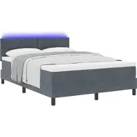 Syfax Letto a Sorgente LED con led Grigio scuro 140 x 200 cm Velluto