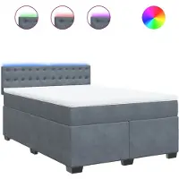 Syfax Giroletto a Molle con Materasso Grigio Scuro 140x190 cm Velluto