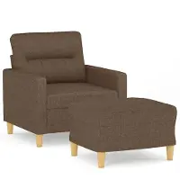 vidaXL Poltrona con sgabello marrone 60 cm in tessuto